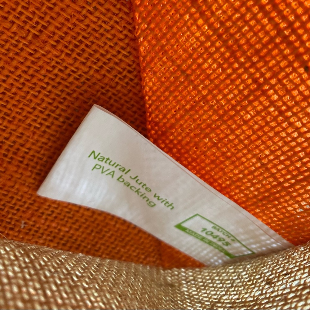 BagCo St. Pierre Tote Orange Tan Large H15” Jute Bag Burlap Open Tote New - Picture 4 of 8